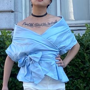 Cinderella metallic baby blue wrap top